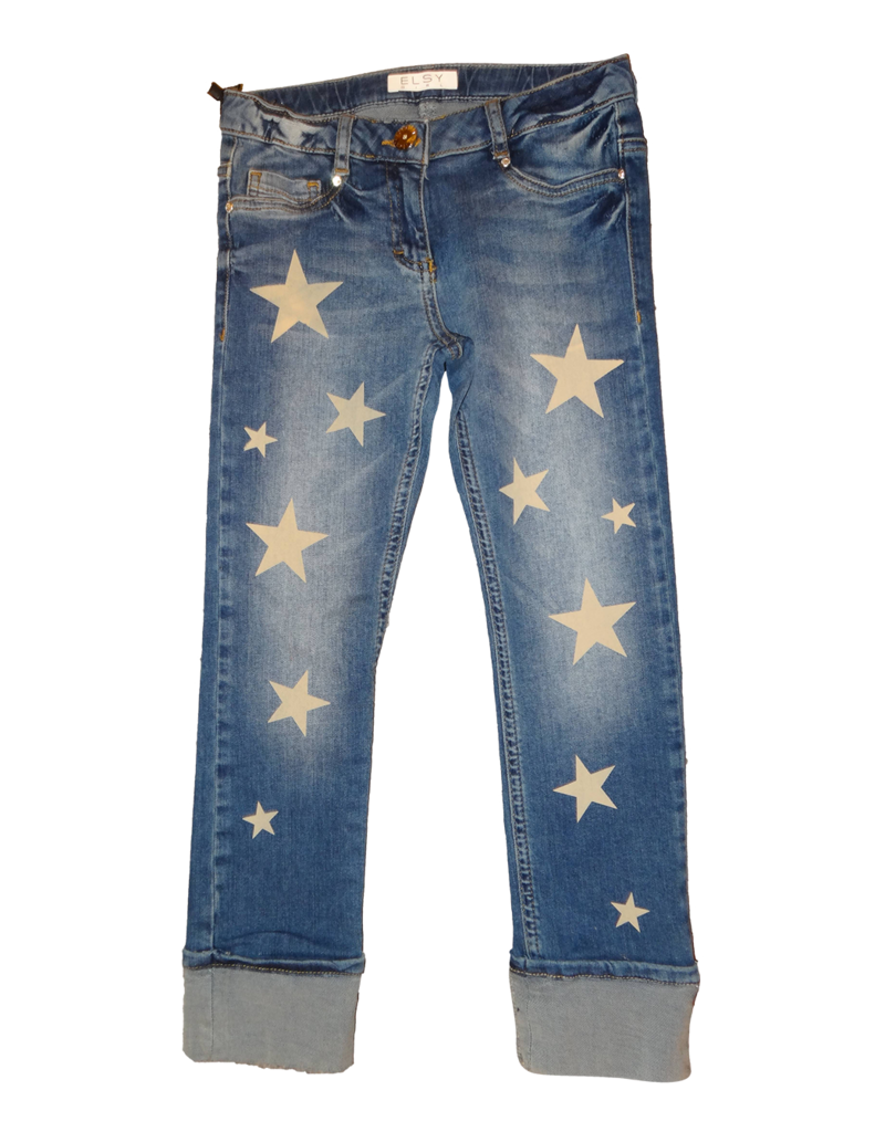 Elsy blauwe jeans broek met sterren