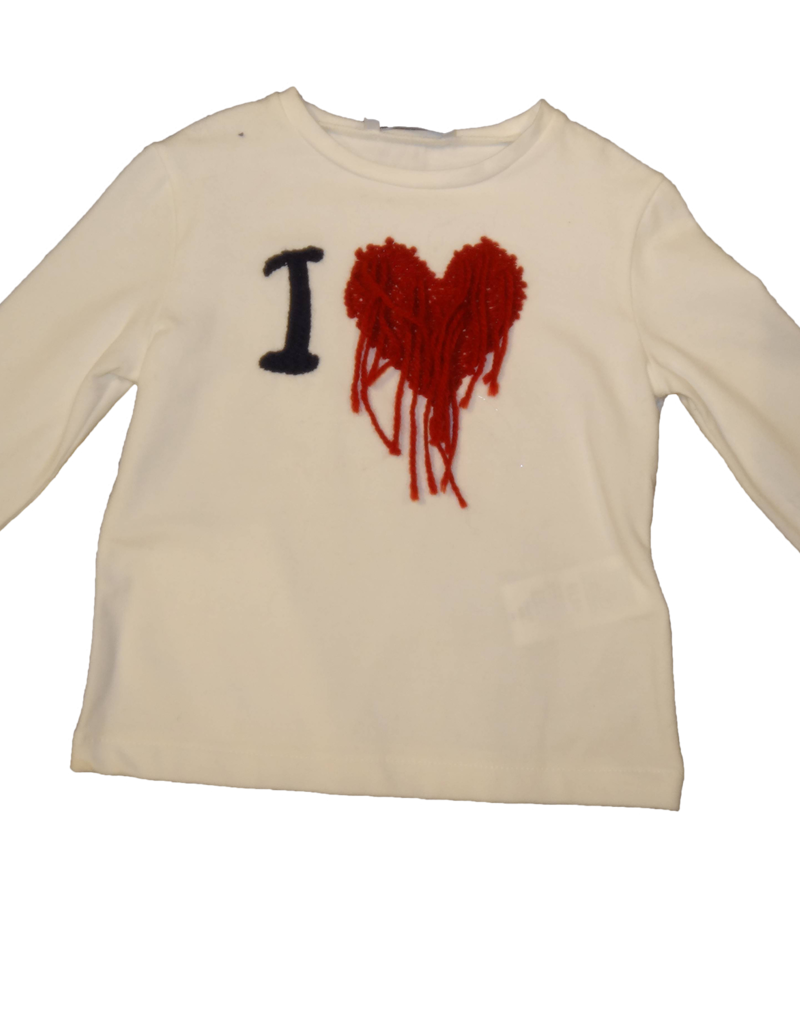 Elsy t-shirt ecru hartje rood