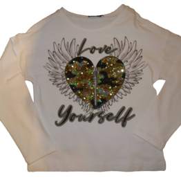 Elsy t-shirt wit kaki love your self