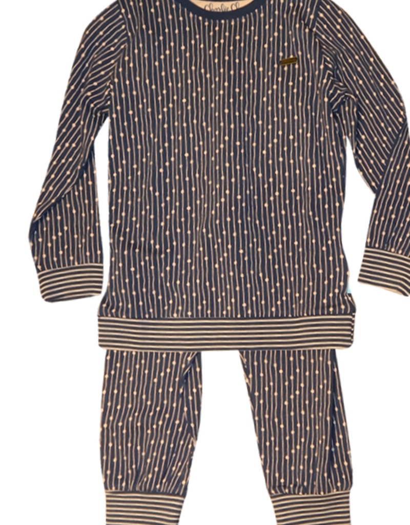 Charlie Choe pyjama blauw met streep zalm