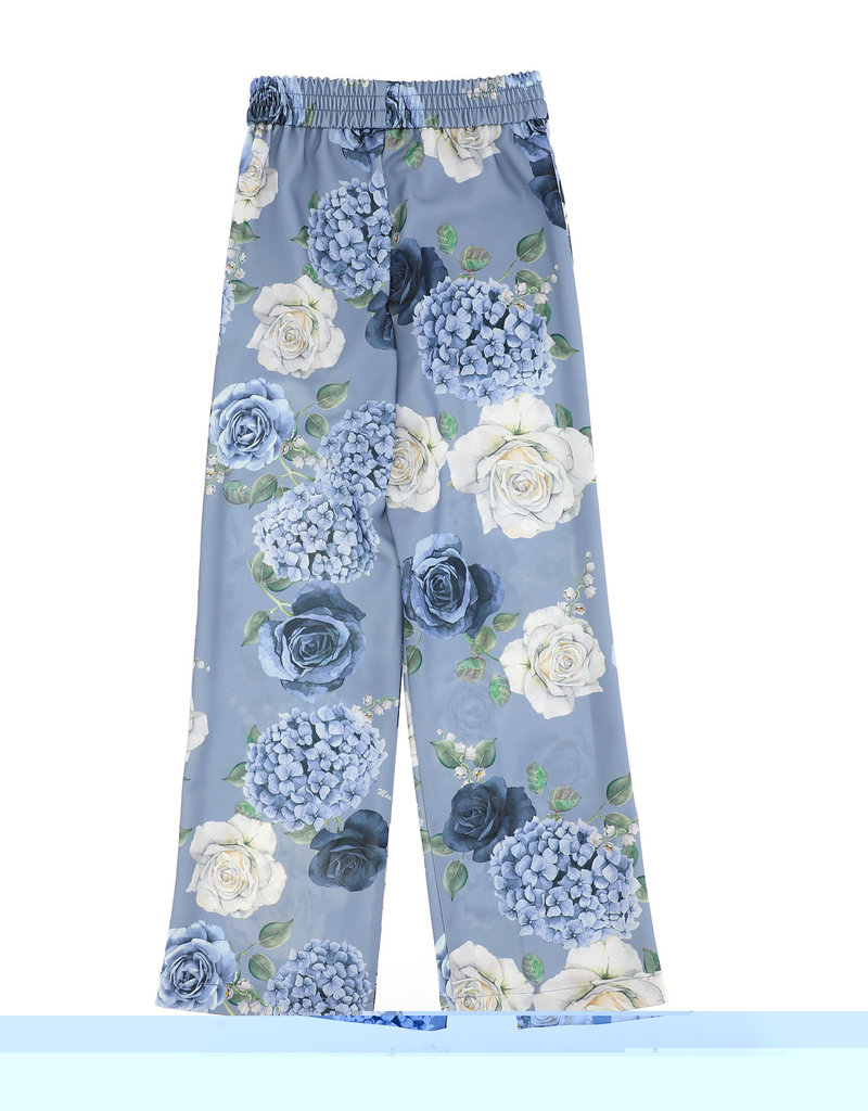 Monnalisa broek blauw met rozen en bloemen