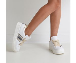 RTB/Hoops sneaker wit met goud en donkerblauw