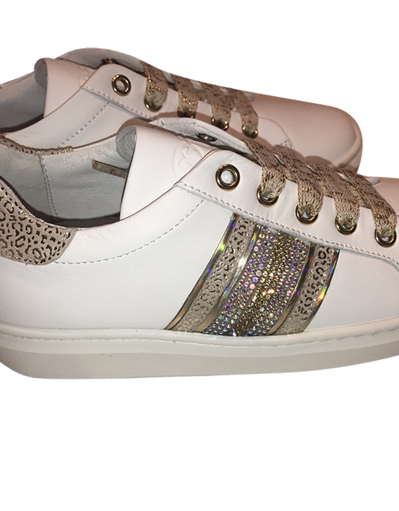 Instap sneaker wit met strass en parels ⋆ Be Yourself Fashion.nl