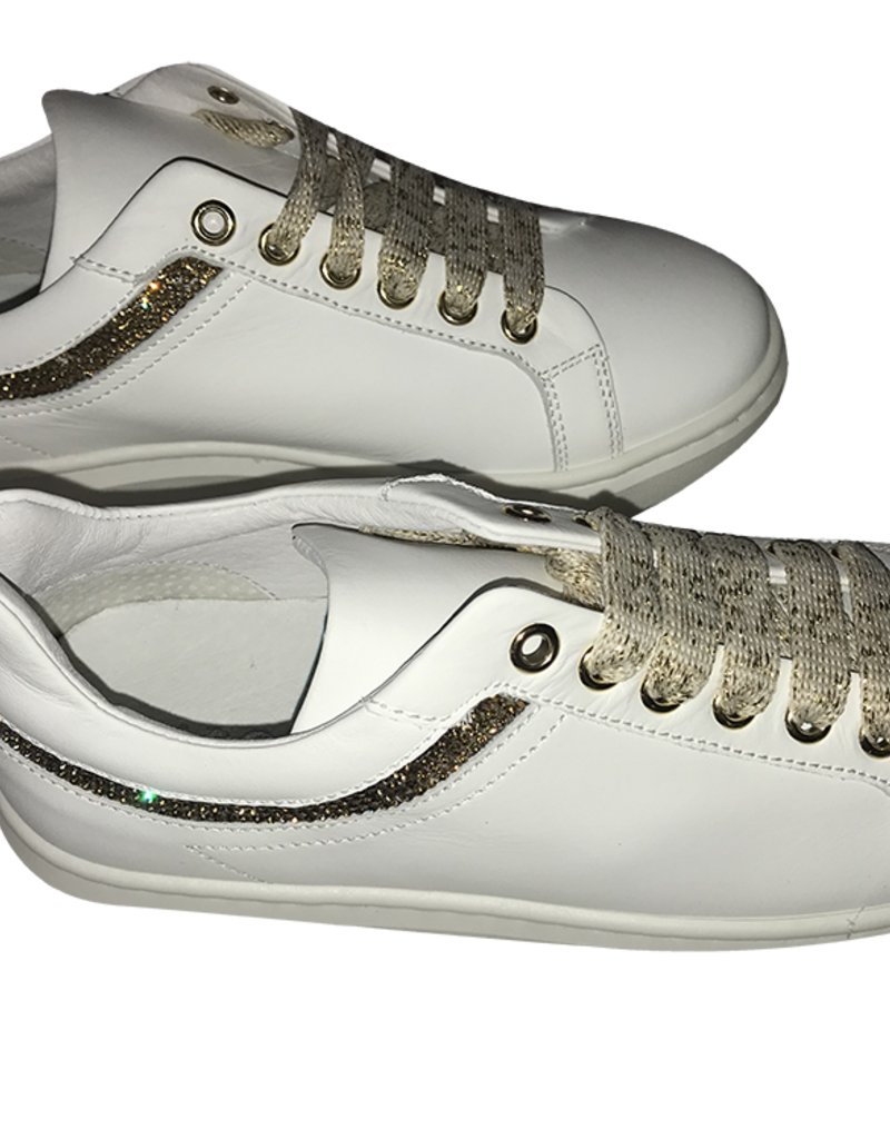 Hoops sneaker wit met goud accent