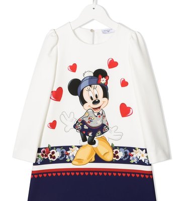 Monnalisa jurk Minnie ecru blauw lm