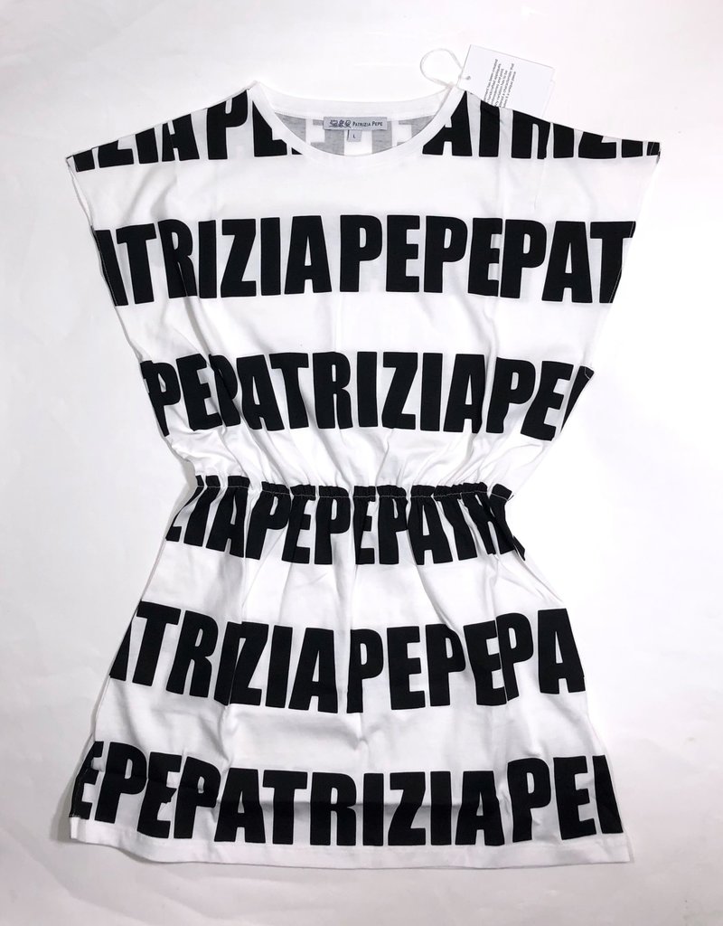 Patrizia Pepe jurk wit zwarte logo letters