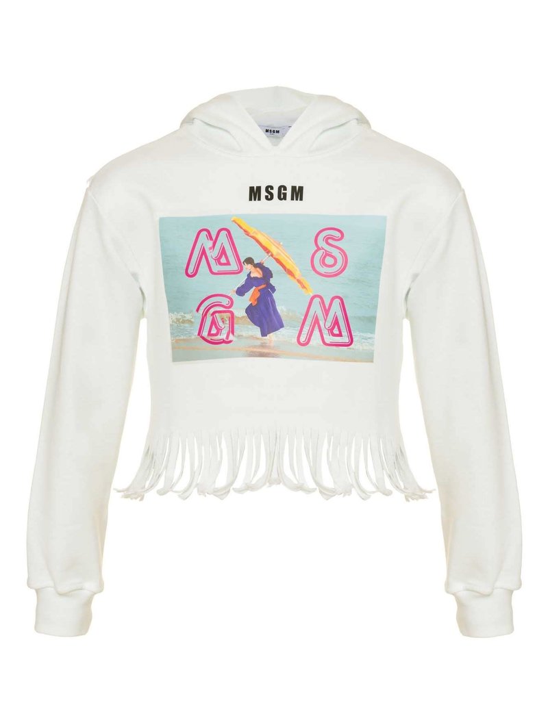 MSGM wit hoodie franje