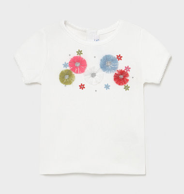 Mayoral T-shirt wit bloemen kleur