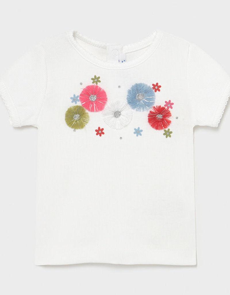 Mayoral T-shirt wit bloemen kleur