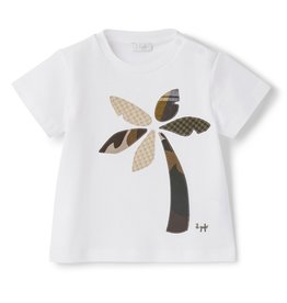 Il gufo T-shirt wit+palmboom