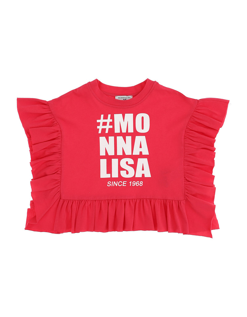 Monnalisa poncho t-shirt fuchsia met logo