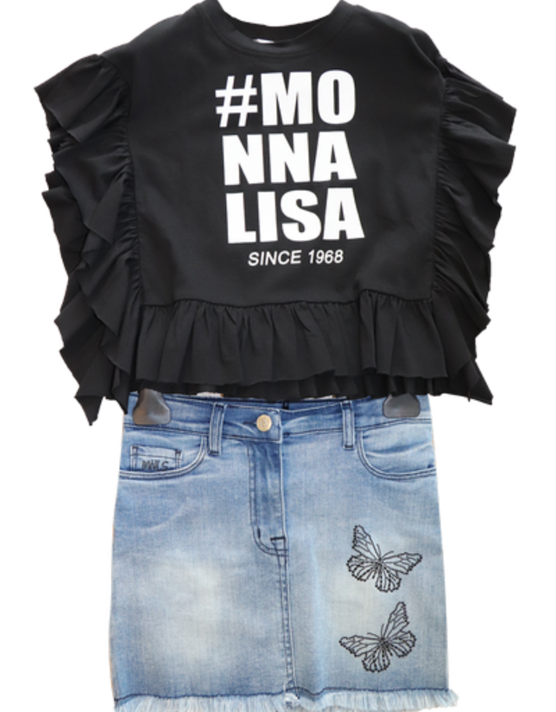 Monnalisa zwart t-shirt met hashtag