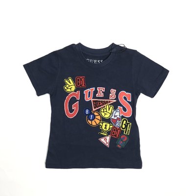 Guess blauw t-shirt km met kleuren prints