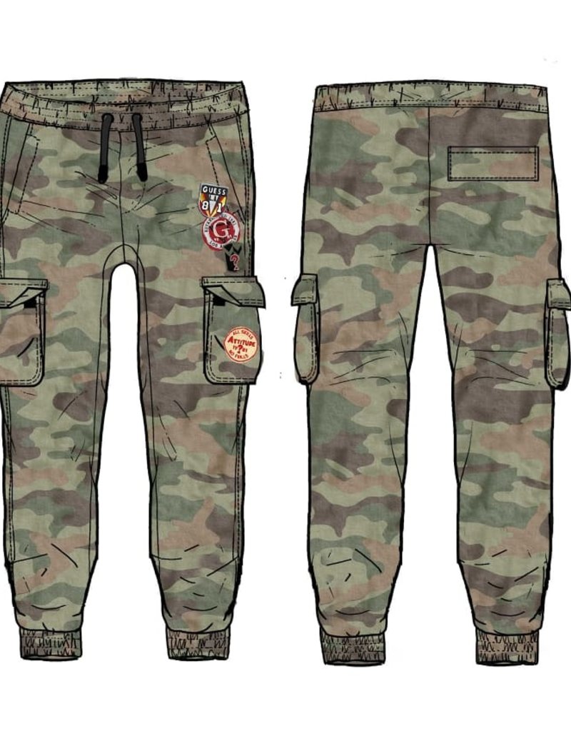 Guess cargo broek camouflage opzetzakken