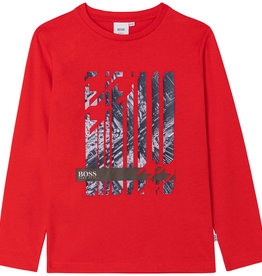 Hugo Boss rood t-shirt met print blauw lm