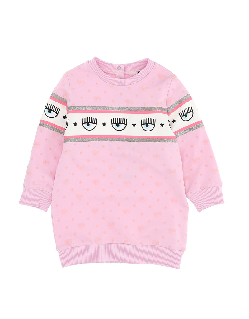 Chiara Ferragni roze jurk sweatstof logo