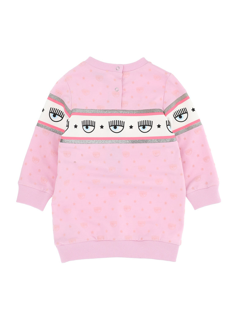 Chiara Ferragni roze jurk sweatstof logo