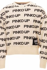 Pinko Up ecru trui met zwarte letters pinko