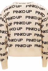 Pinko Up ecru trui met zwarte letters pinko