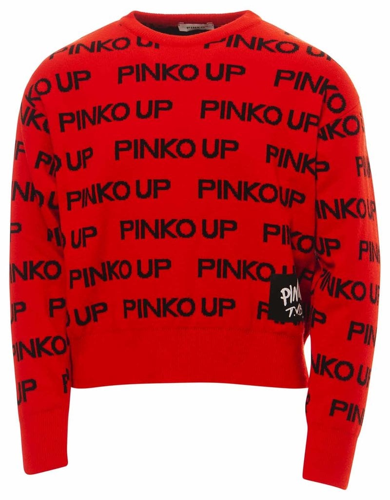 Pinko Up rode trui met zwarte letters pinko