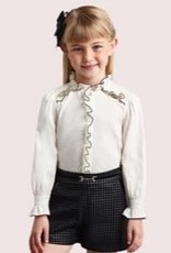 Abel&Lula ecru blouse met zwarte bies