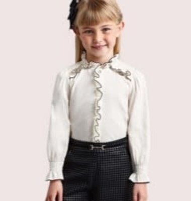 Abel&Lula ecru blouse met zwarte bies