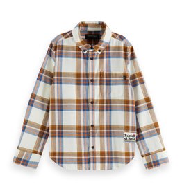 Scotch&Soda hemd ruit flanel met fluo oranje