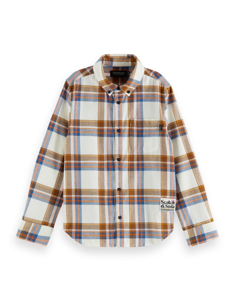 Scotch&Soda hemd ruit flanel met fluo oranje