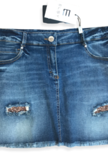 Elsy blauwe jeans rok met scheurtjes