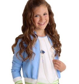 Diamante Blu ecru top met bies blauw en groen