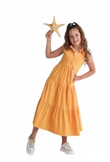 RTB lange oranje stroken jurk met kraag