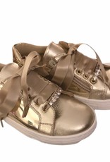 Andanines goud sneaker met strik en ritsje