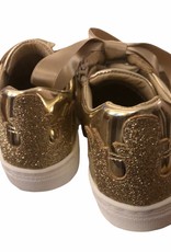 Andanines goud sneaker met strik en ritsje