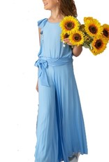 Diamante Blu Jumpsuit blauw kapmouw plisse broek