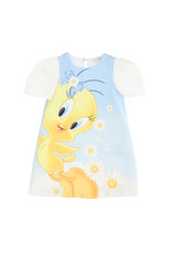 Monnalisa jurk blauw tweety met witte km