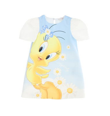 Monnalisa jurk blauw tweety met witte km