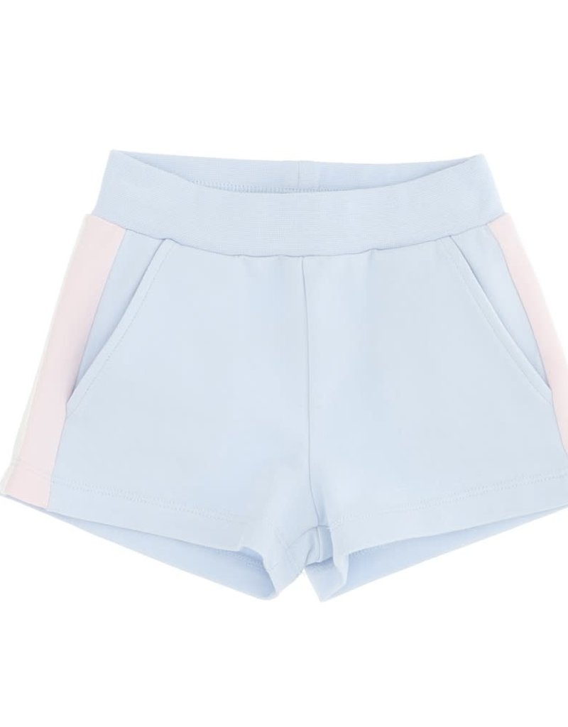 Monnalisa Licht blauwe short roze band