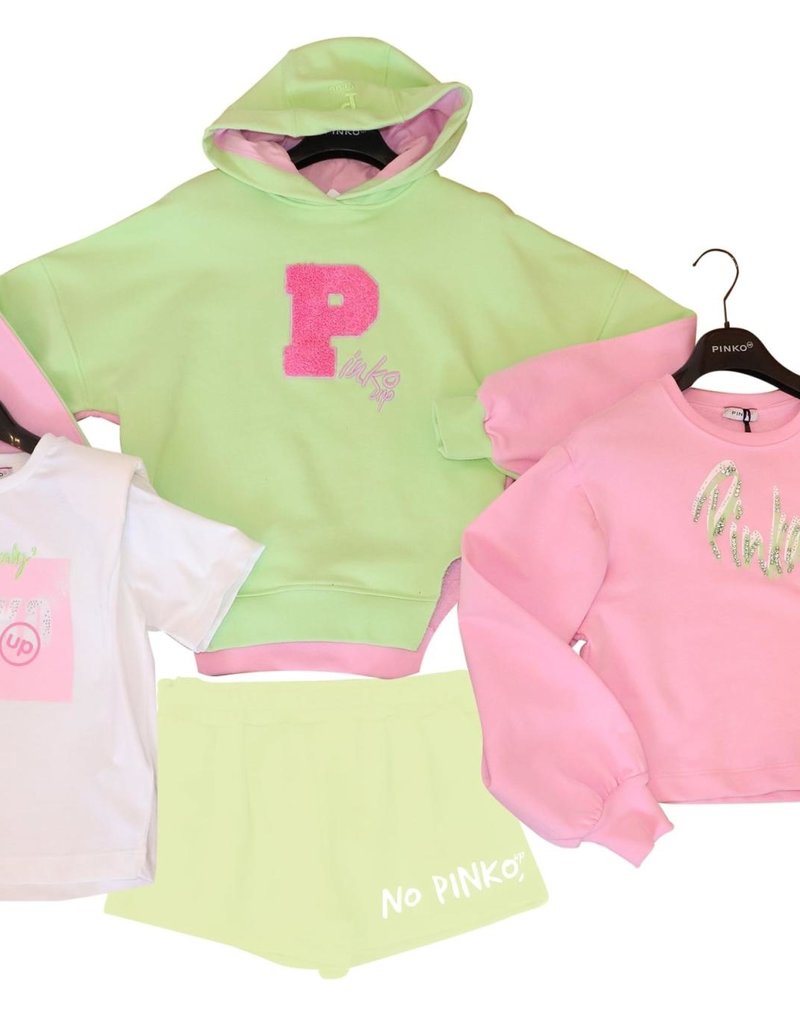 Pinko Up hoodie lime groen met fuchsia