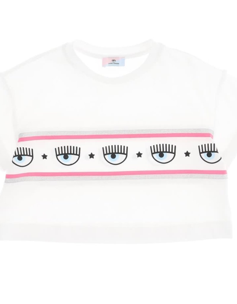 Chiara Ferragni wit t-shirt oog