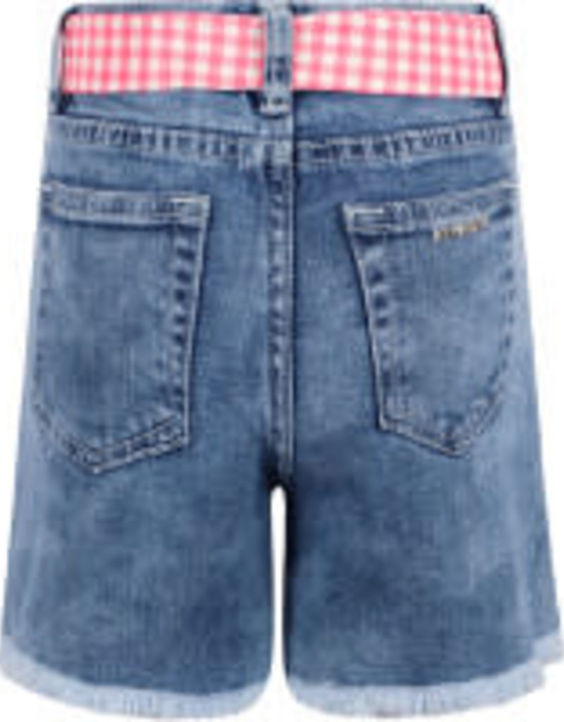 Twinset jeans short studs en geruite ceintuur