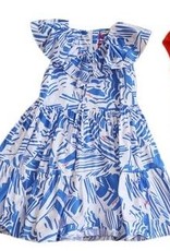 MSGM katoenen blauw witte jurk grote kraag
