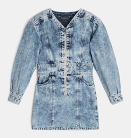 Guess jeans jurk bleach met lange mouw en rits