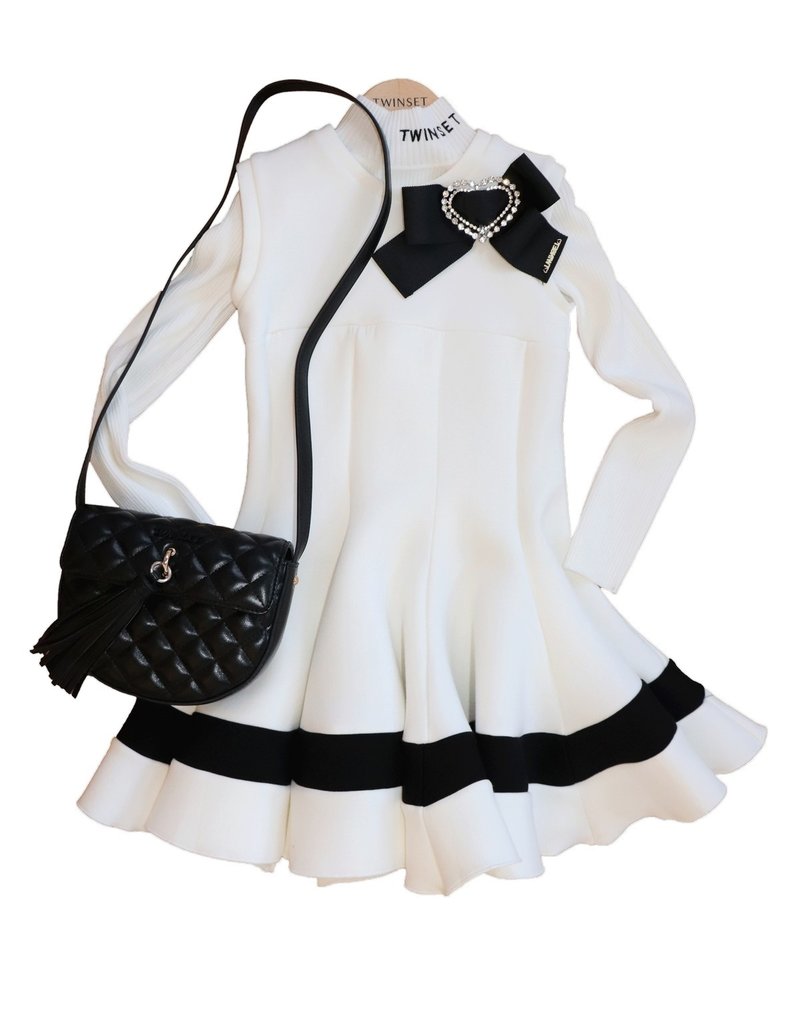 Twinset jurk off white zwart