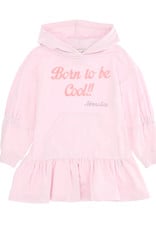 Monnalisa zacht fuchsie hoodie jurk met born to be cool