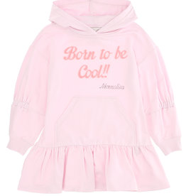 Monnalisa zacht fuchsie hoodie jurk met born to be cool