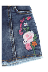 Monnalisa jeans short met bloemen borduur