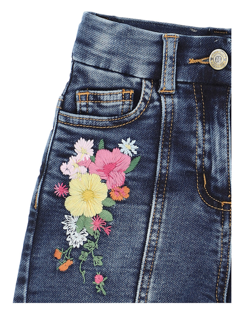 Monnalisa jeans short met bloemen borduur