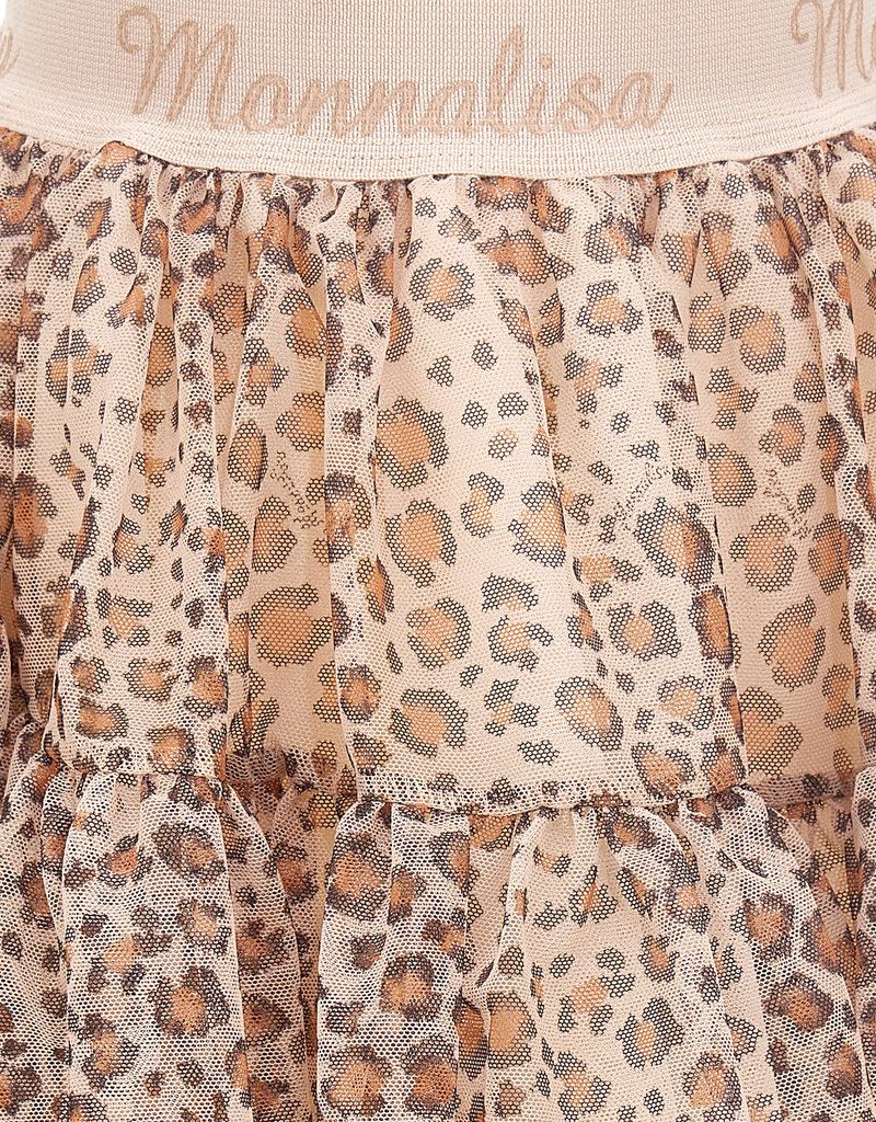 Monnalisa rok in leopard print met elastiek tailleband en logo