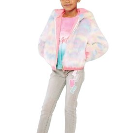 Billieblush kleuren jas  met kap faux bont