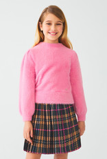 Abel&Lula ruiten plisse rok met fuchsia